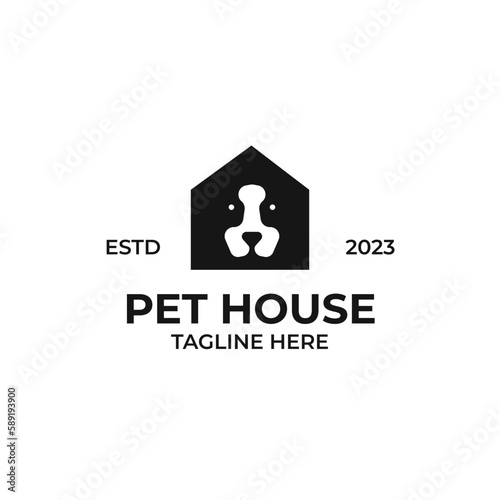 Vector dog house logo design concept illustration idea