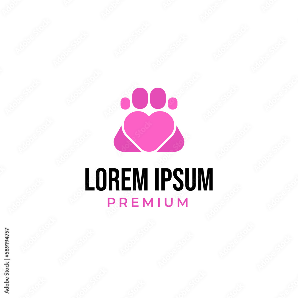 Vector love & cat or dog paw print logo design concept illustration idea Vector love & cat or dog paw print logo design concept illustration idea