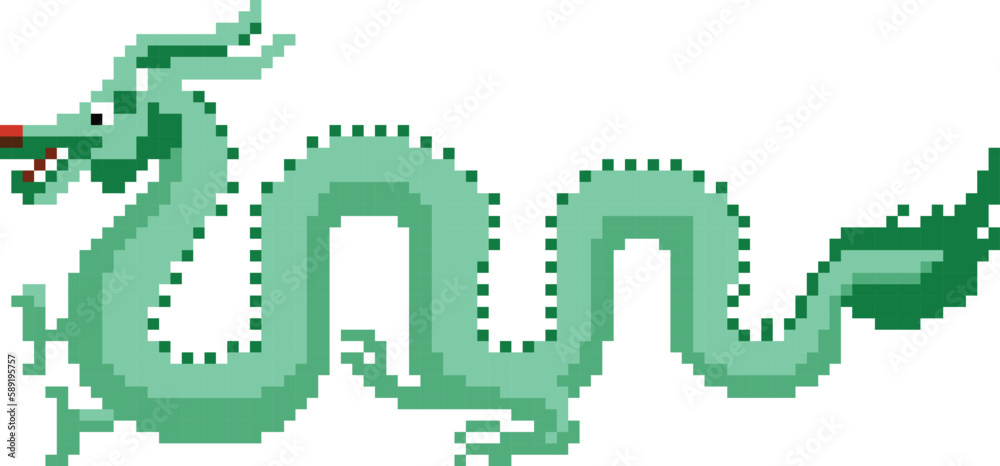 Dragon pixelated icon vector illustration design, Pixel art set isolated flying monster