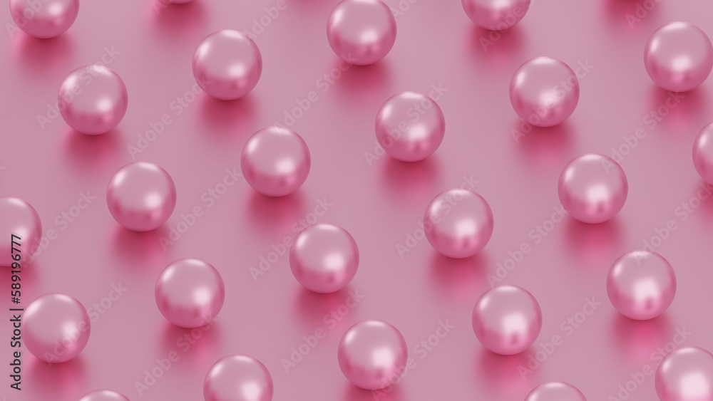 Background of pink pearls on a pink surface. Pastel. 3d illustration Background of pink pearls on a pink surface. Pastel. 3d illustration
