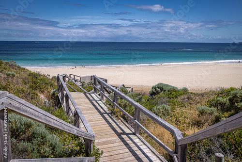 Wooden boardwalk to Smiths Beach  Yallingup  Western Australia  Australia