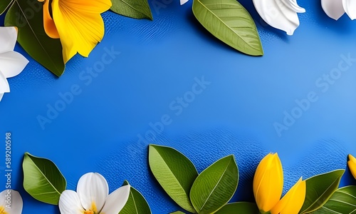 Bannière fond bleu et floral photo