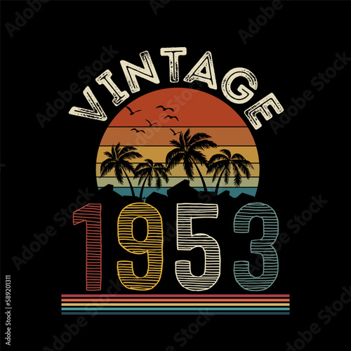 1953 vintage retro t shirt design, vector