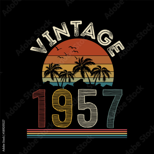 1957 vintage retro t shirt design, vector