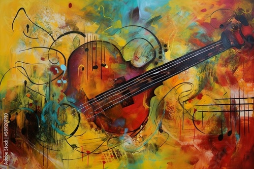 Musical Abstractions, image that evokes the emotion and complexity of classical music. The painting features bold, sweeping lines and curves, as well as intricate patterns and textures.