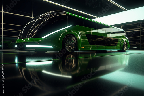 Green car, electric and sustainable transportation conceptual illustration. Generative AI