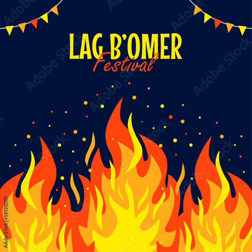 jewish fire festival lag baomer poster template