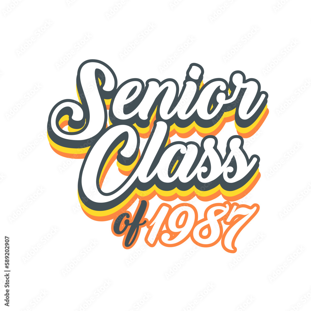 SENIORS CLASS OF 1987 t shirt Design vector, White background 