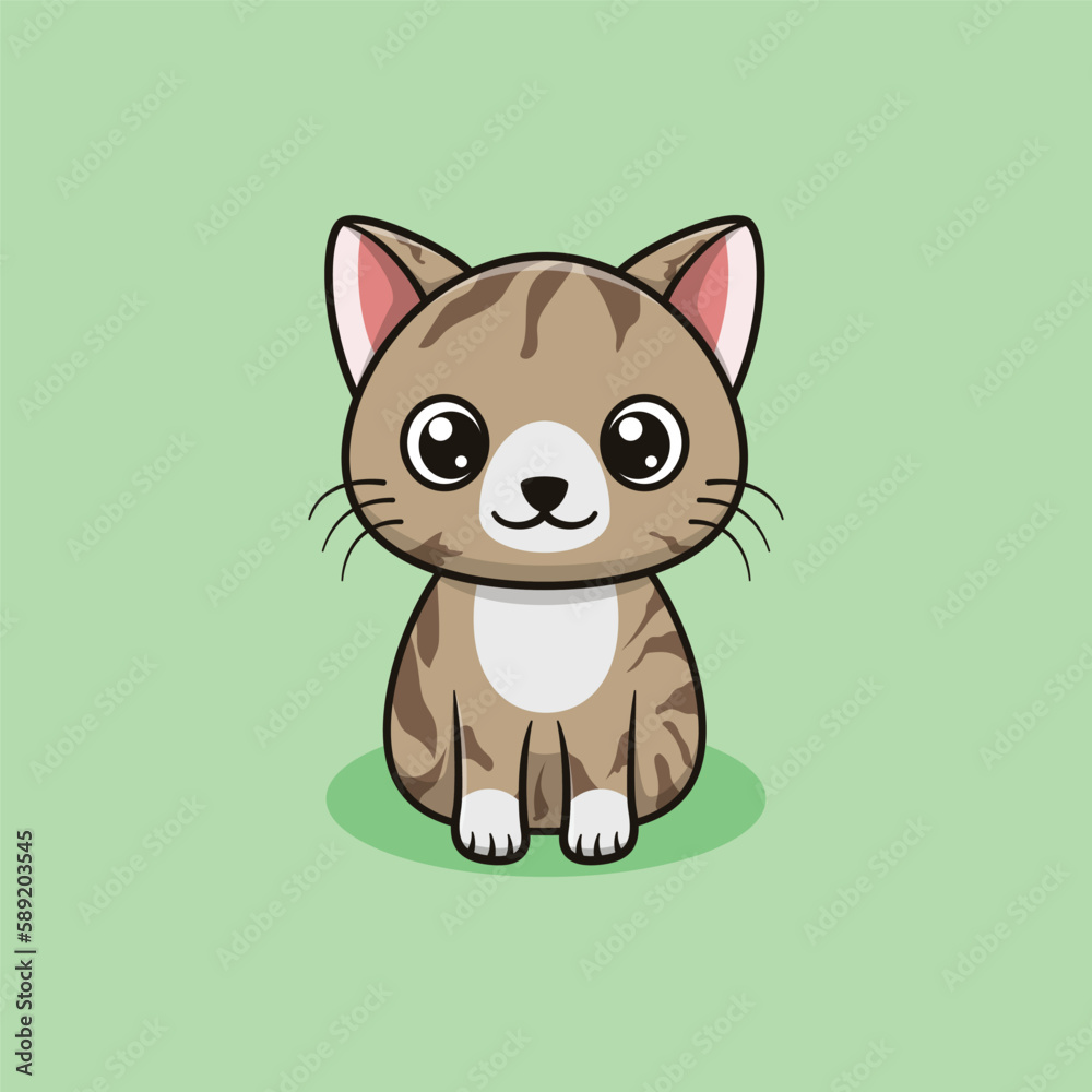 Vector Cute Manx Cat Illustration. Kawaii Animal Cartoon Character Design For Banner, Poster, Icon, and Mascot Vector Cute Manx Cat Illustration. Kawaii Animal Cartoon Character Design For Banner, Poster, Icon, and Mascot