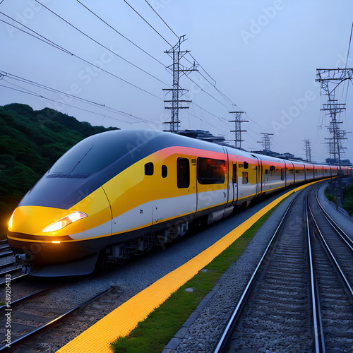 hi speed modern moving train, generative art by A.I.