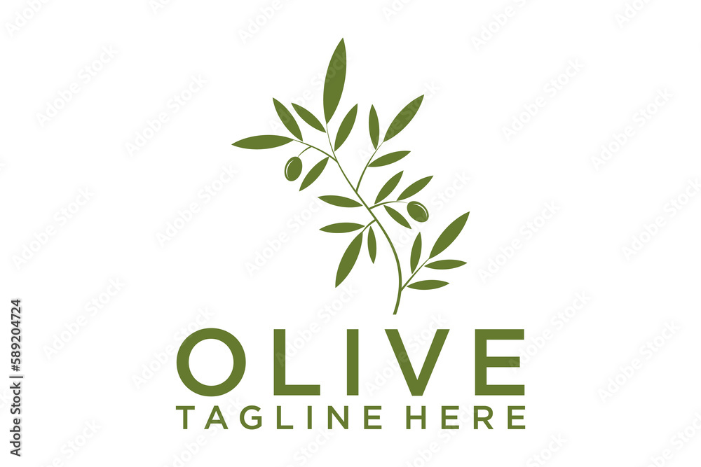 green olive branch logo or symbol vector illustration