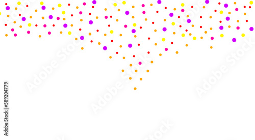 White texture with multi-colored spots and dots. Chaotic jagged spots or seamless dots Tiny specks or droplets of different sizes on an abstract ornament. Background for postcards, design or montage.