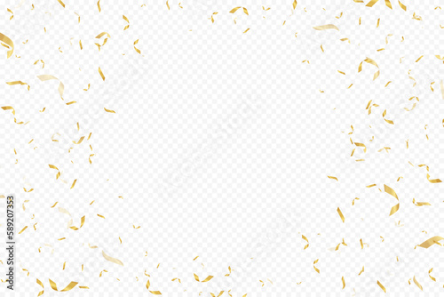 Glittering confetti on a transparent background. Gold confetti