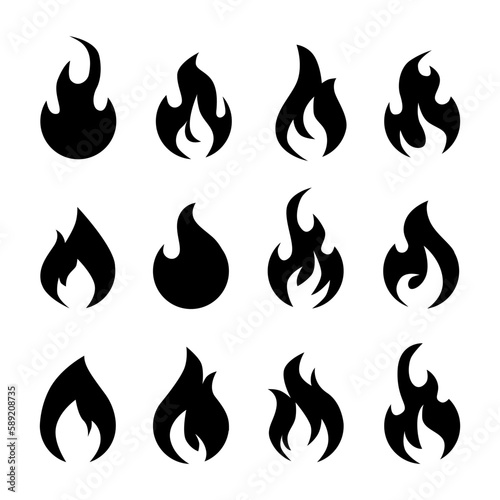 Fire set icon silhouette. flat design ilustration vector. isolated on white background 