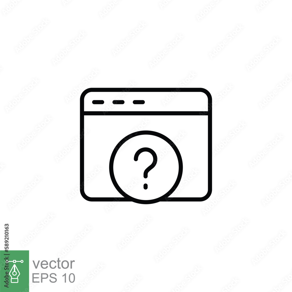 FAQ icon. Frequently asked question, web page, browser window, helpdesk concept. Simple outline style. Thin line symbol. Vector illustration isolated on white background. EPS 10. FAQ icon. Frequently asked question, web page, browser window, helpdesk concept. Simple outline style. Thin line symbol. Vector illustration isolated on white background. EPS 10.