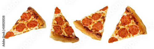 Sliced pizza slices with sausage