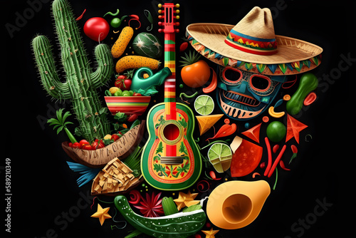 Mexican holiday Cinco de Mayo pattern background