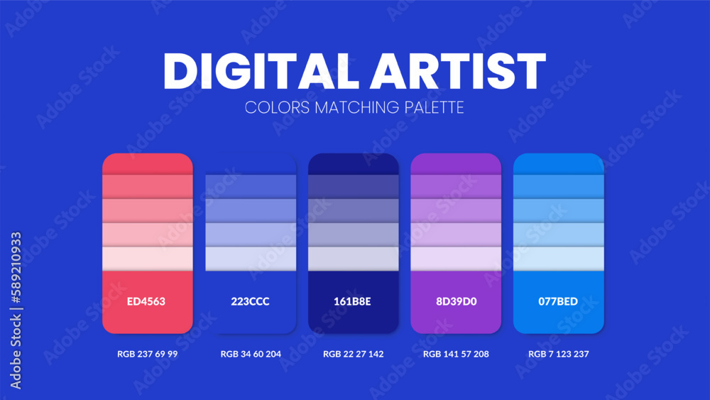 Color palette in Digital Artist colour theme collections. Color