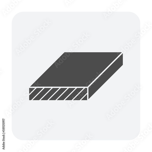Rectangular wood, girder or lumber vector icon. Natural material by cutting, processing in sawmill industry for made frame, beam, column or structure in house construction, furniture or woodworking.