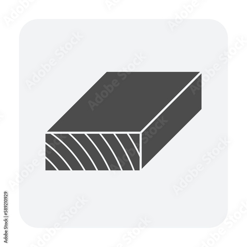 Rectangular wood, girder or lumber vector icon. Natural material by cutting, processing in sawmill industry for made frame, beam, column or structure in house construction, furniture or woodworking.