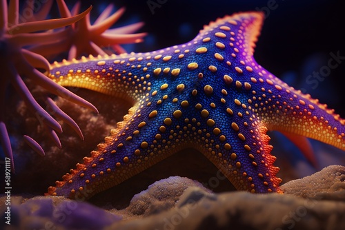starfish on a reef created using AI Generative Technology
