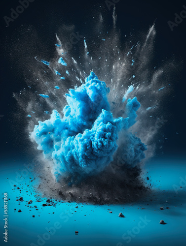 Explosive colored powder,created with Generative AI tecnology. © henvryfo