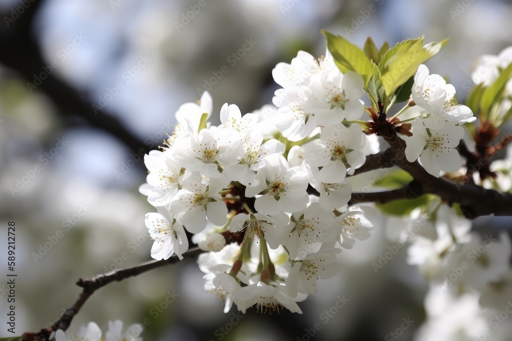 Beautiful closeup spring blossoming tree created with Generative AI Beautiful closeup spring blossoming tree created with Generative AI