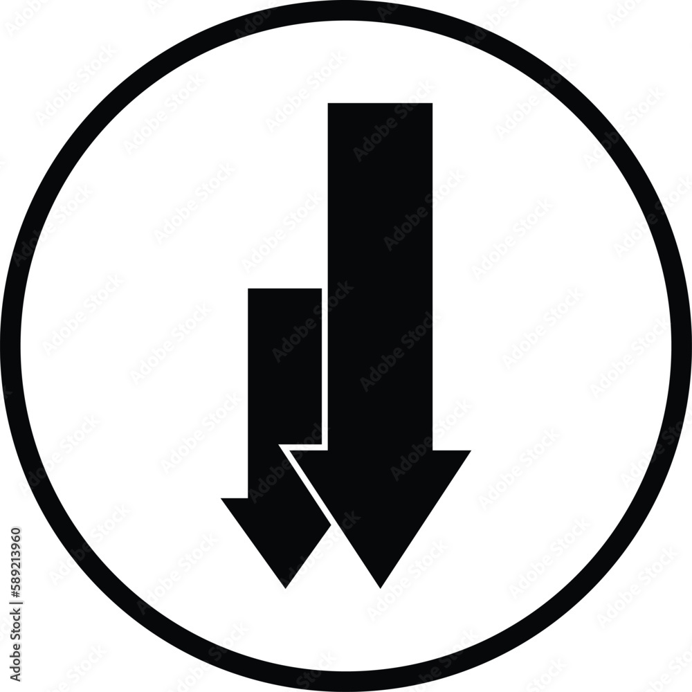 Icon : Decrease. Direction Sign. Navigation, Double Down Arrows Symbol - Vector. Icon : Decrease. Direction Sign. Navigation, Double Down Arrows Symbol - Vector.