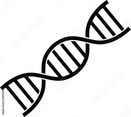 DNA Helix icon template, DNA human genetic symbol vector sign in black flat shape design isolated on white background