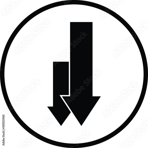 Icon : Decrease. Direction Sign. Navigation, Double Down Arrows Symbol - Vector.