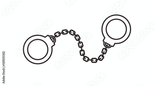 Handcuffs Icon. Vector isolated black and white illustration