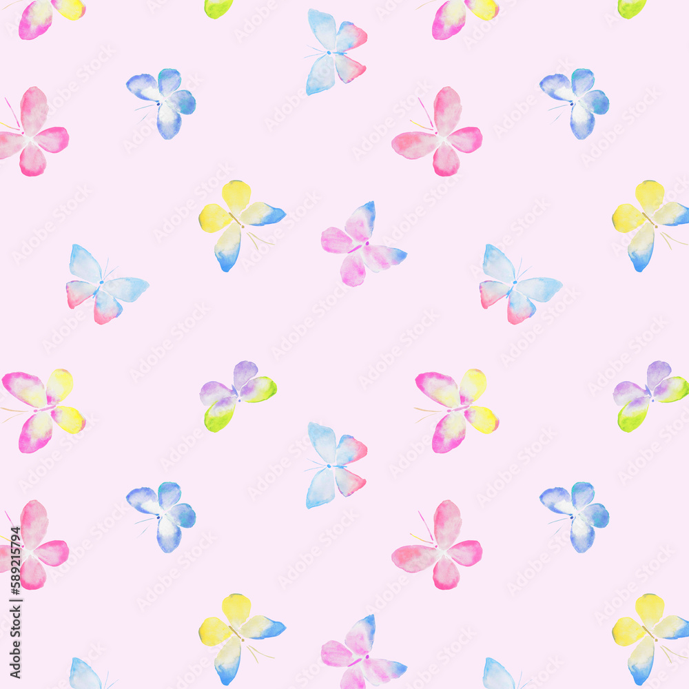 Butterfly pattern, colorful butterflies, pink fabric pattern, pastel background with butterflies, wallpaper, pastel, insects, watercolor illustration Butterfly pattern, colorful butterflies, pink fabric pattern, pastel background with butterflies, wallpaper, pastel, insects, watercolor illustration