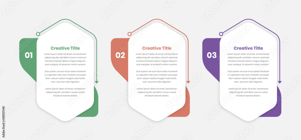 Business infographic text presentation template in polygonal shape with arrow Business infographic text presentation template in polygonal shape with arrow