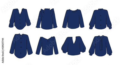 ネイビーのシャツのイラストセット