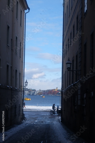 Obraz na płótnie City and sea view from the the streets w salonie