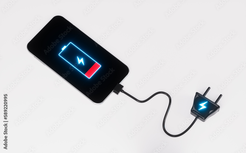 Mobile phone and live socket, 3d rendering. Mobile phone and live socket, 3d rendering.