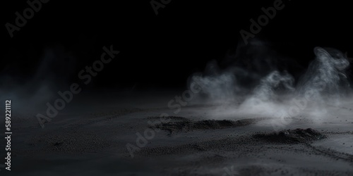 Texture dark concrete floor with smoke on dark background