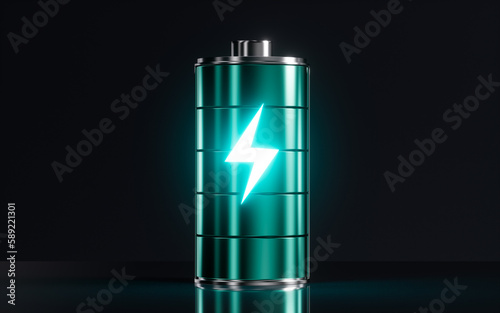 Cuadro en lienzo A battery with a charging mark, 3d rendering.