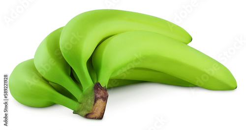 bunch of green bananas isolated on transparent background