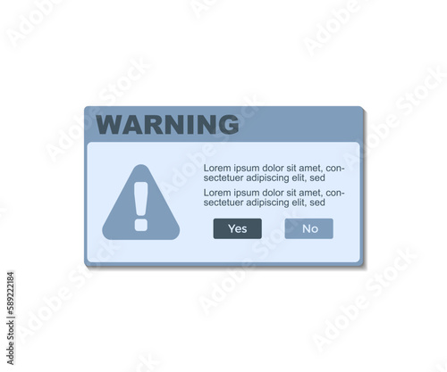 Minimalist Clean Warning Pop Up Template Flat Design