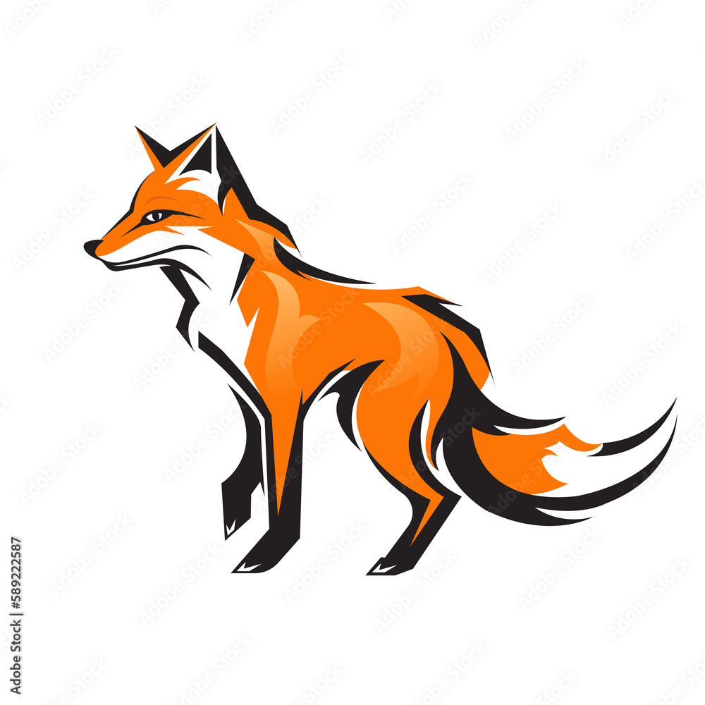 Fototapeta premium A fox design isolated on transparent background. Wild Animals.