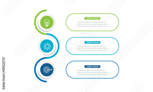 Modern infographic template. Creative circle element design with marketing icons. Business concept with 3 options, steps, sections.
