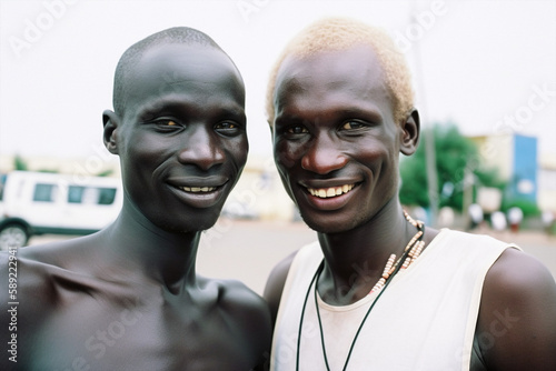 Generative ai headshot portrait two black men siblings smiling