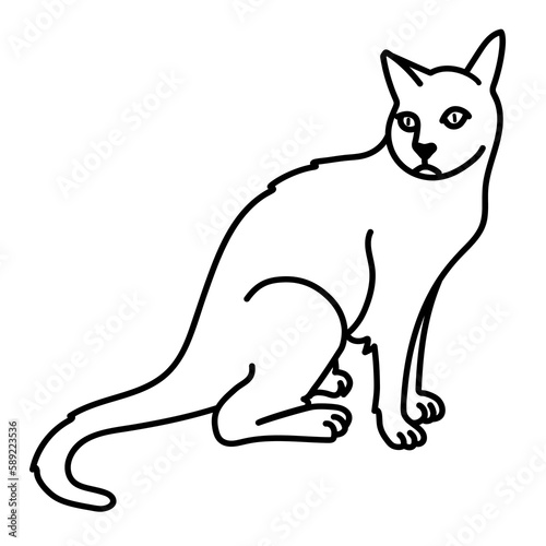 Illustration montrant la silhouette d’un chat assis, dessinée sur un fond blanc.