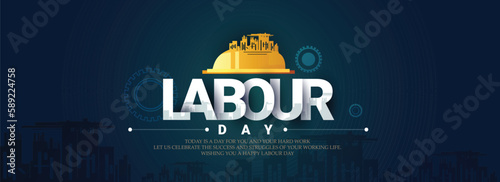  Labor Day ( 1st May) big Poster,banner With A Group Of People Of Different Occupations With abstract Background 