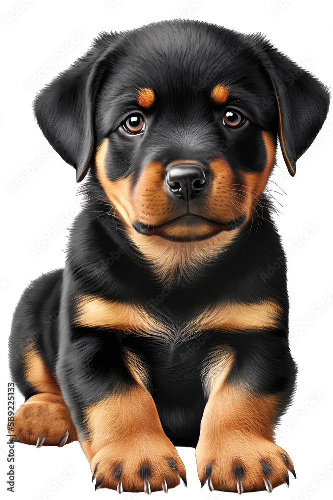 Rottweiler cute dog with a transparent background. Generative AI Rottweiler cute dog with a transparent background. Generative AI