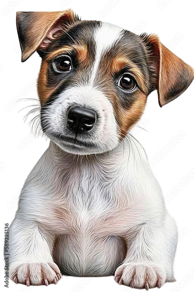 Jack Russell Terrier cute dog with a transparent background. Generative