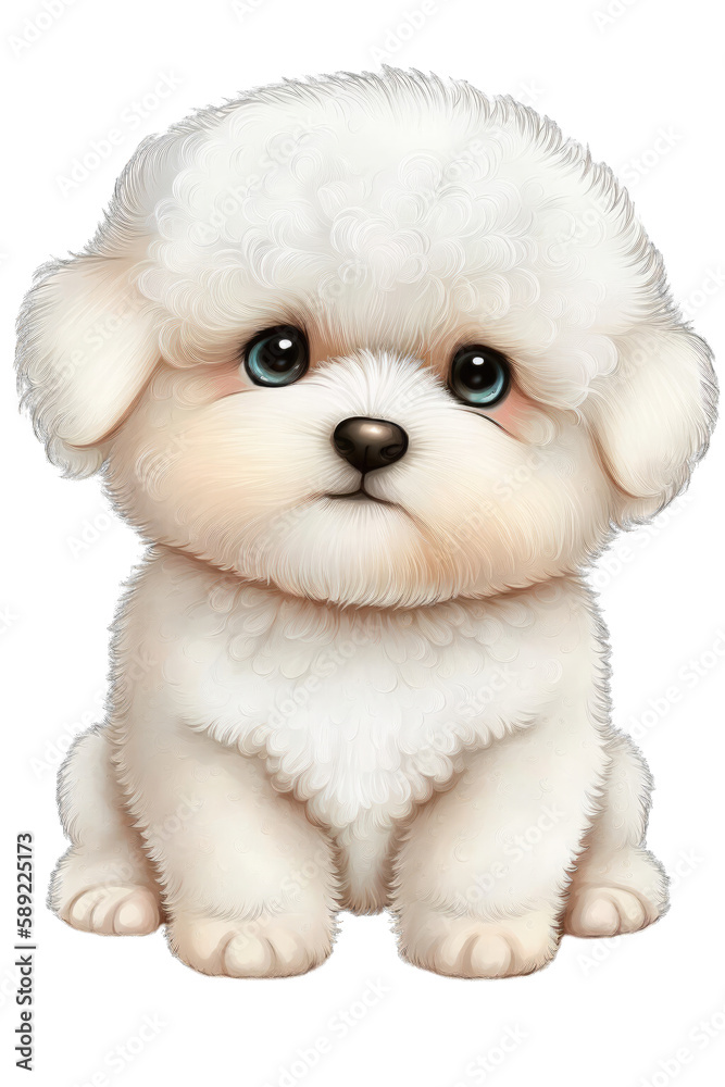 Bichon Frise cute dog with a transparent background. Generative AI Bichon Frise cute dog with a transparent background. Generative AI