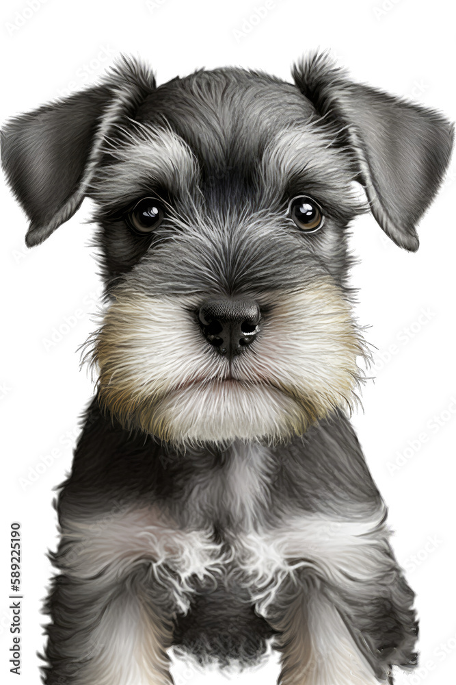 Miniature Schnauzer cute dog with a transparent background. Generative AI