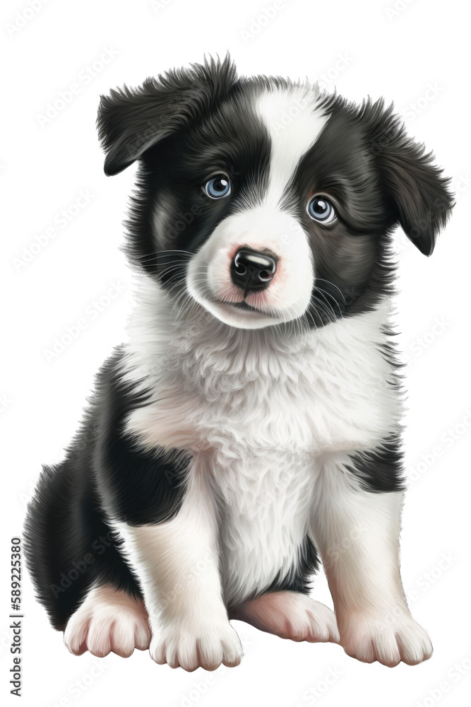 Border Collie cute dog with a transparent background. Generative AI